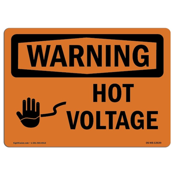 Safety Sign, OSHA WARNING, 7" Height, 10" Width, Aluminum, High Voltage, Landscape, L-12639
